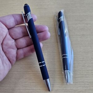 Personalized Navy blue set of 2 ballpoint pens with stylus - made to order